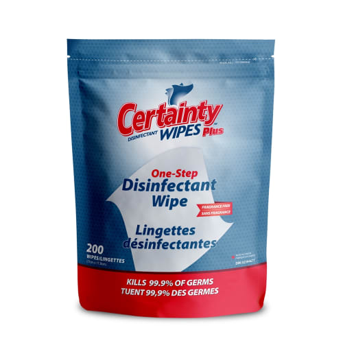 Certainty Wipes Plus Resealable Pouch, Disinfectant, 200 Wipes Per Pouch